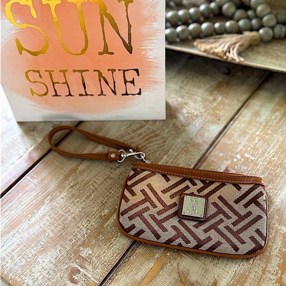 Tignanello Brown and Tan Wristlet EUC